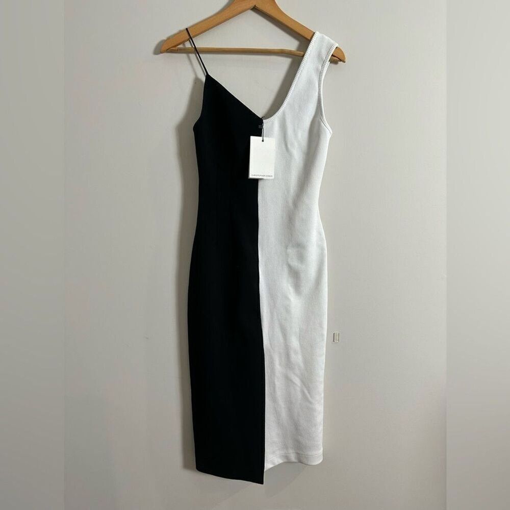 NWT Christopher Esber Division Dress Black White Size 8 2017 Vogue